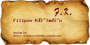 Filipov Kálmán névjegykártya